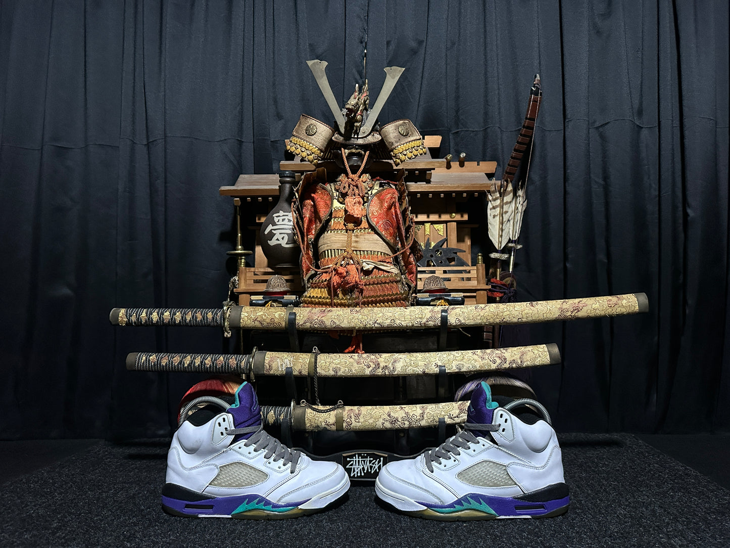 Nike Air "JORDAN 5" (RETRO) "GRAPE" (WHITE EMERALD GRAPE ICE BLUE BLACK) Mid