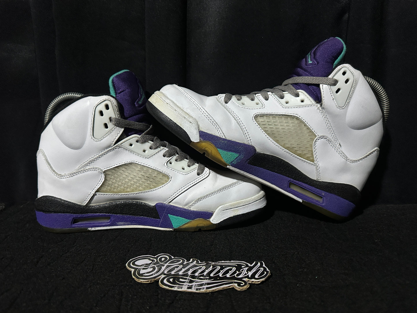 Nike Air "JORDAN 5" (RETRO) "GRAPE" (WHITE EMERALD GRAPE ICE BLUE BLACK) Mid