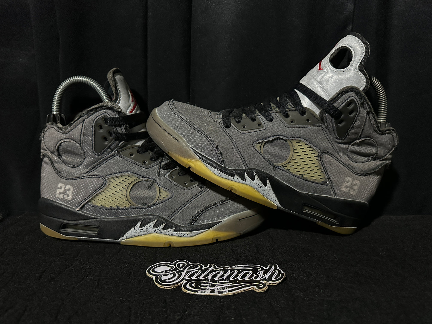 Nike Air "JORDAN 5" X "OFF WHITE" (RETRO) "MUSLIN FIRE RED" Mid