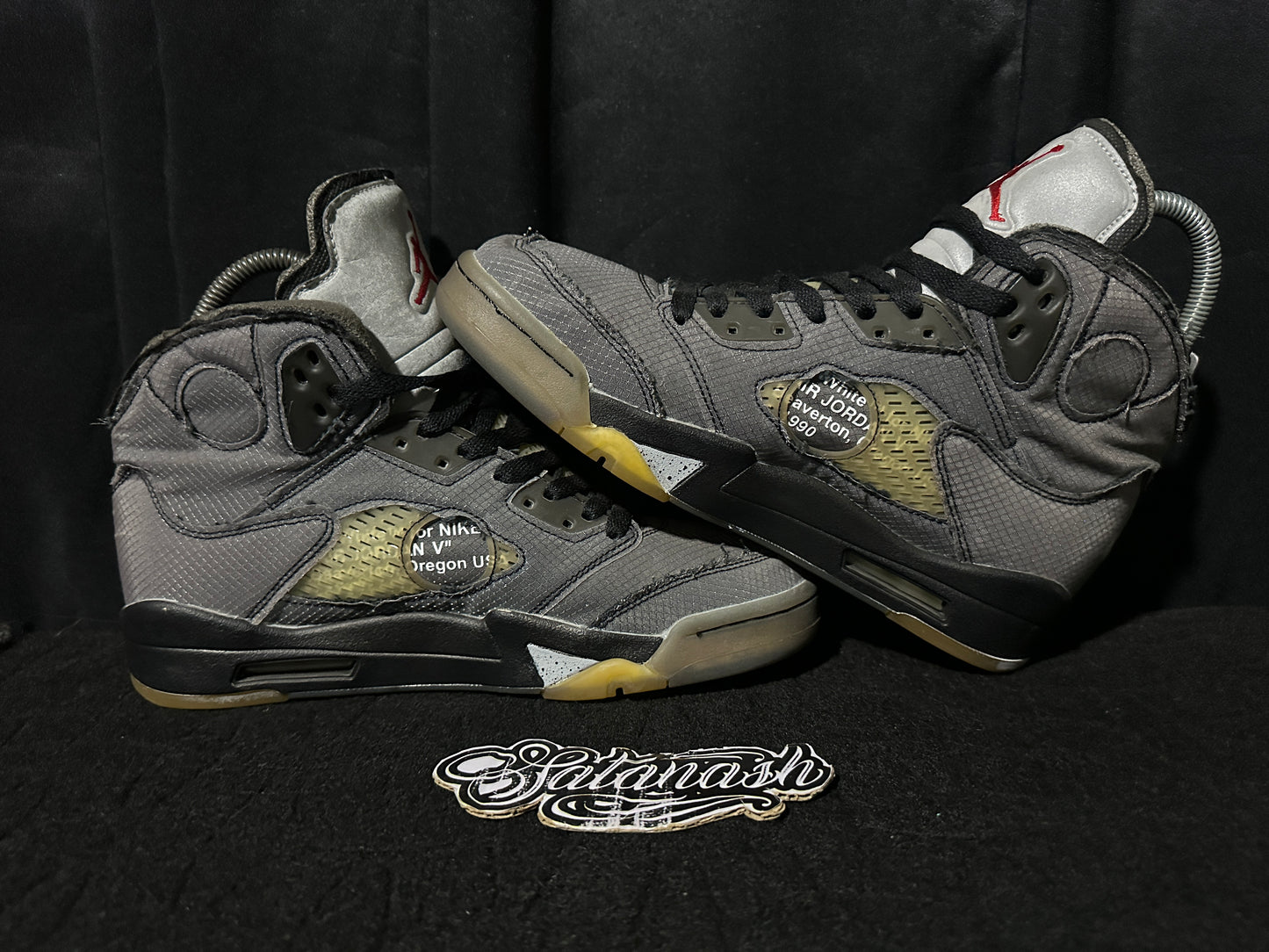 Nike Air "JORDAN 5" X "OFF WHITE" (RETRO) "MUSLIN FIRE RED" Mid