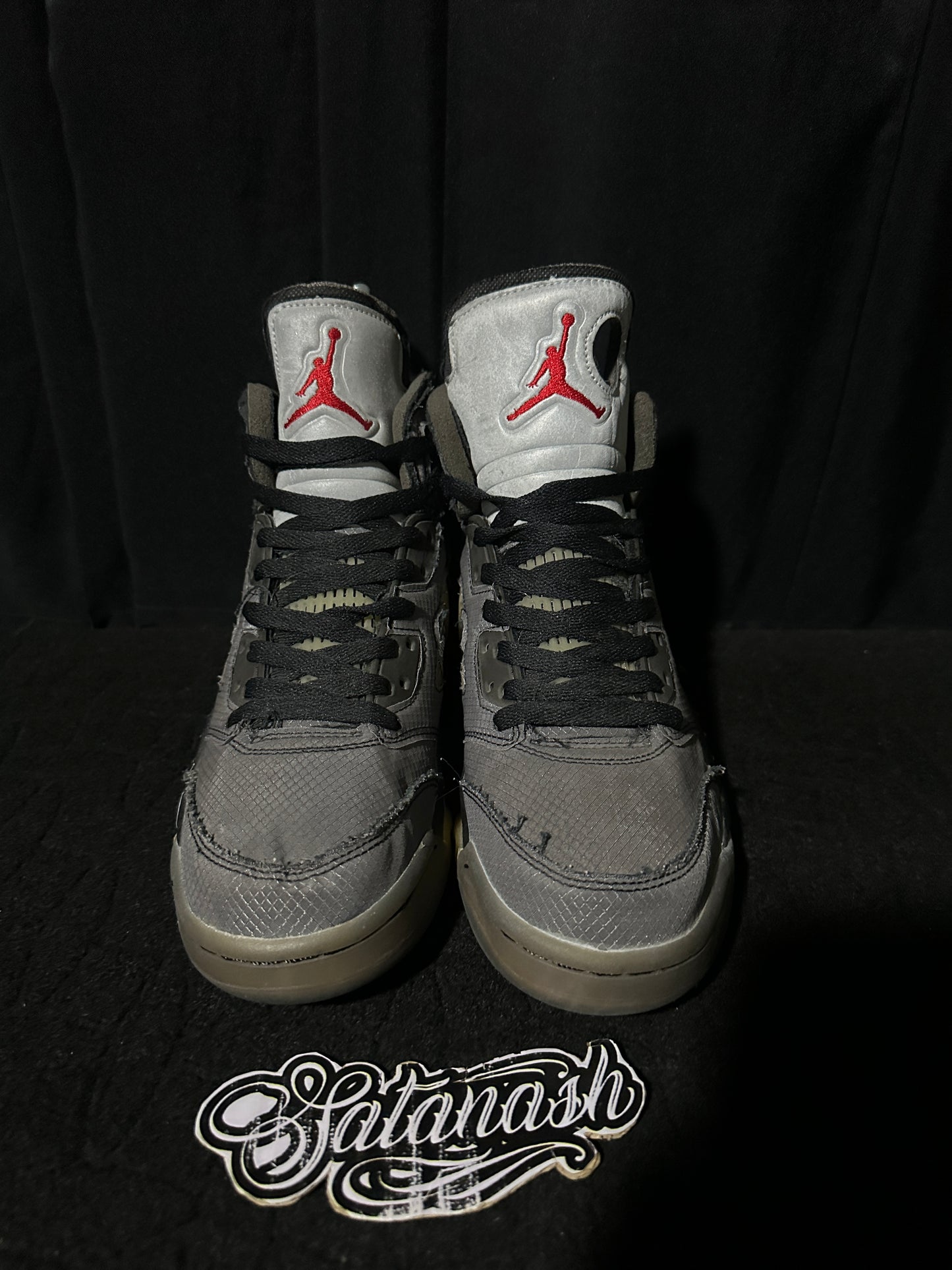 Nike Air "JORDAN 5" X "OFF WHITE" (RETRO) "MUSLIN FIRE RED" Mid