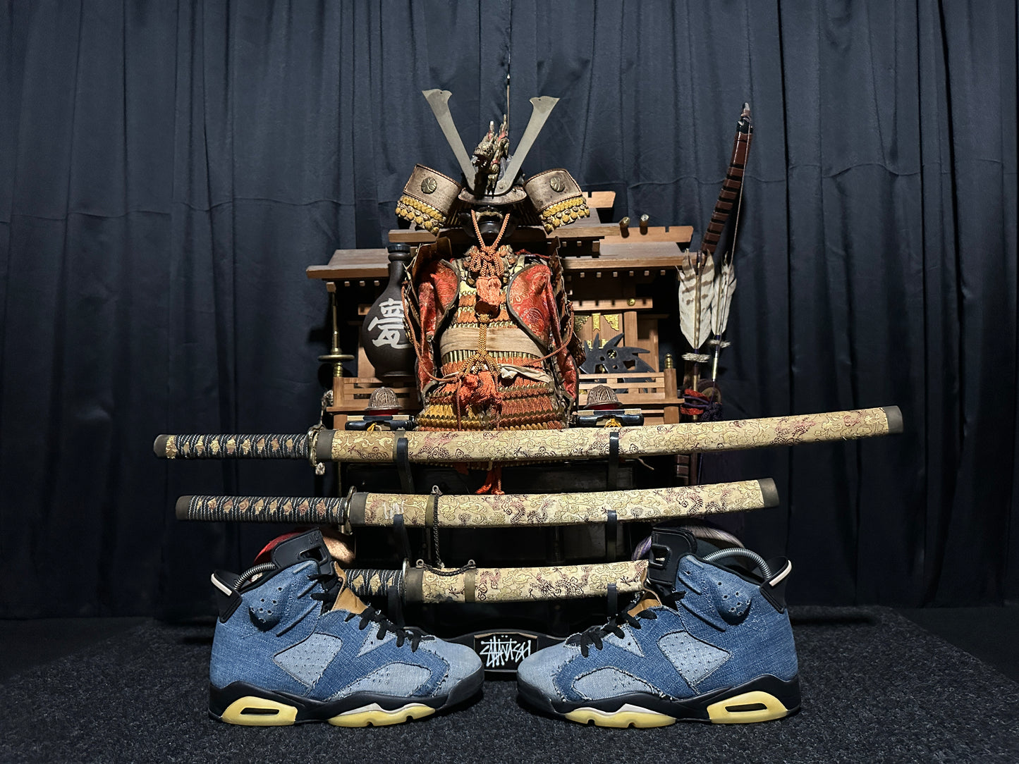 Nike Air "JORDAN 6" (RETRO) "WASHED DENIM" (BLUE SAIL VARSITY RED CORK BROWN BLACK) Mid Rare