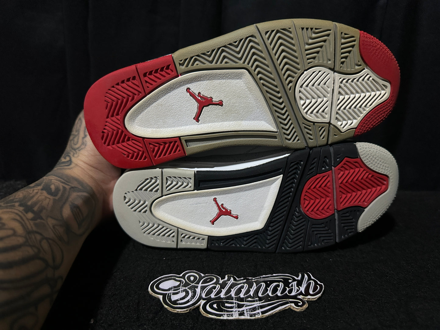 Nike Air "JORDAN 4" (WHAT THE) "WHITE MILITARY BLUE FIRE RED BLACK CEMENT GREY" Low