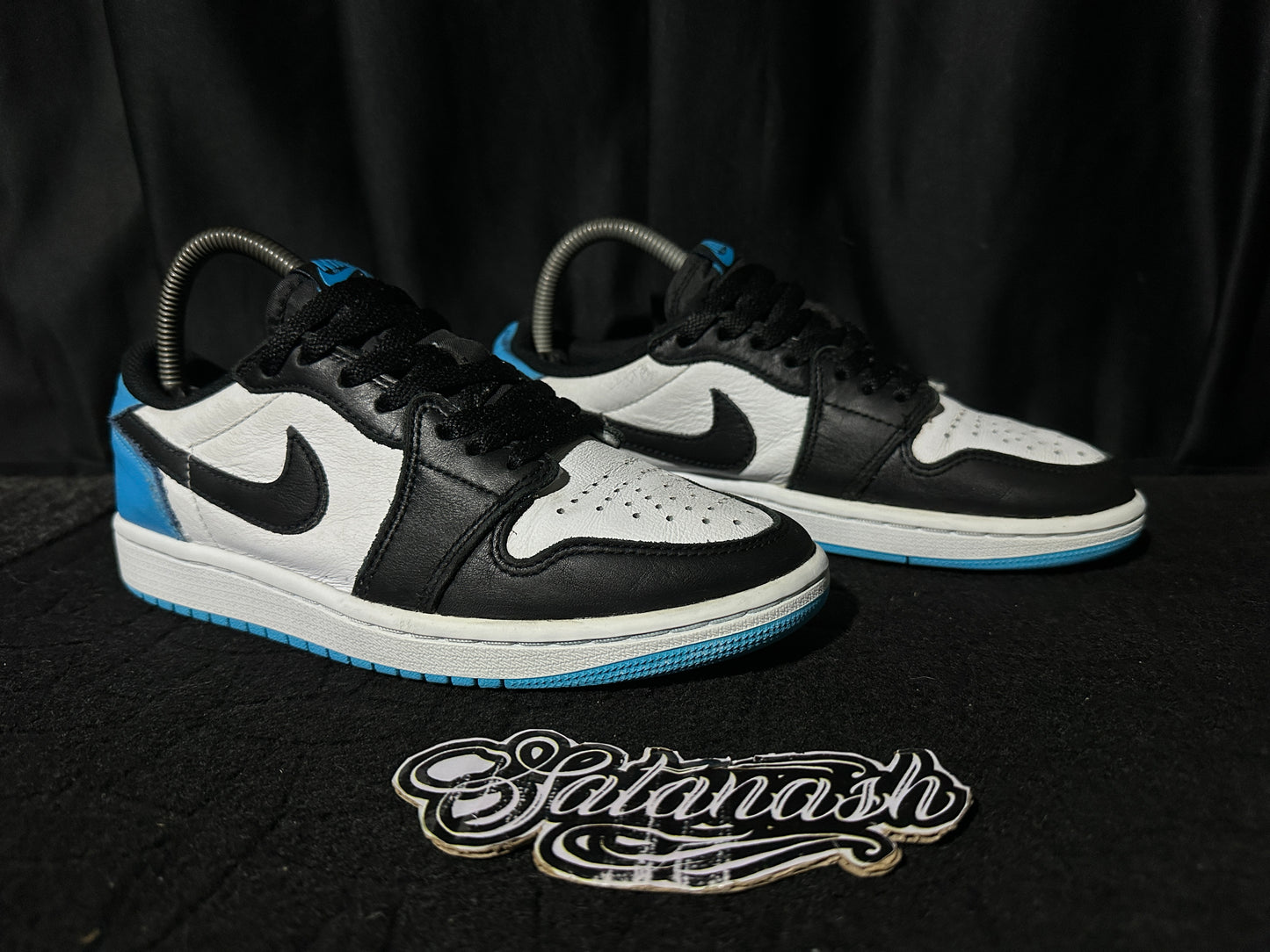 Nike Air "JORDAN 1" (RETRO) "OG" (BLACK DARK POWDER BLUE WHITE) Low
