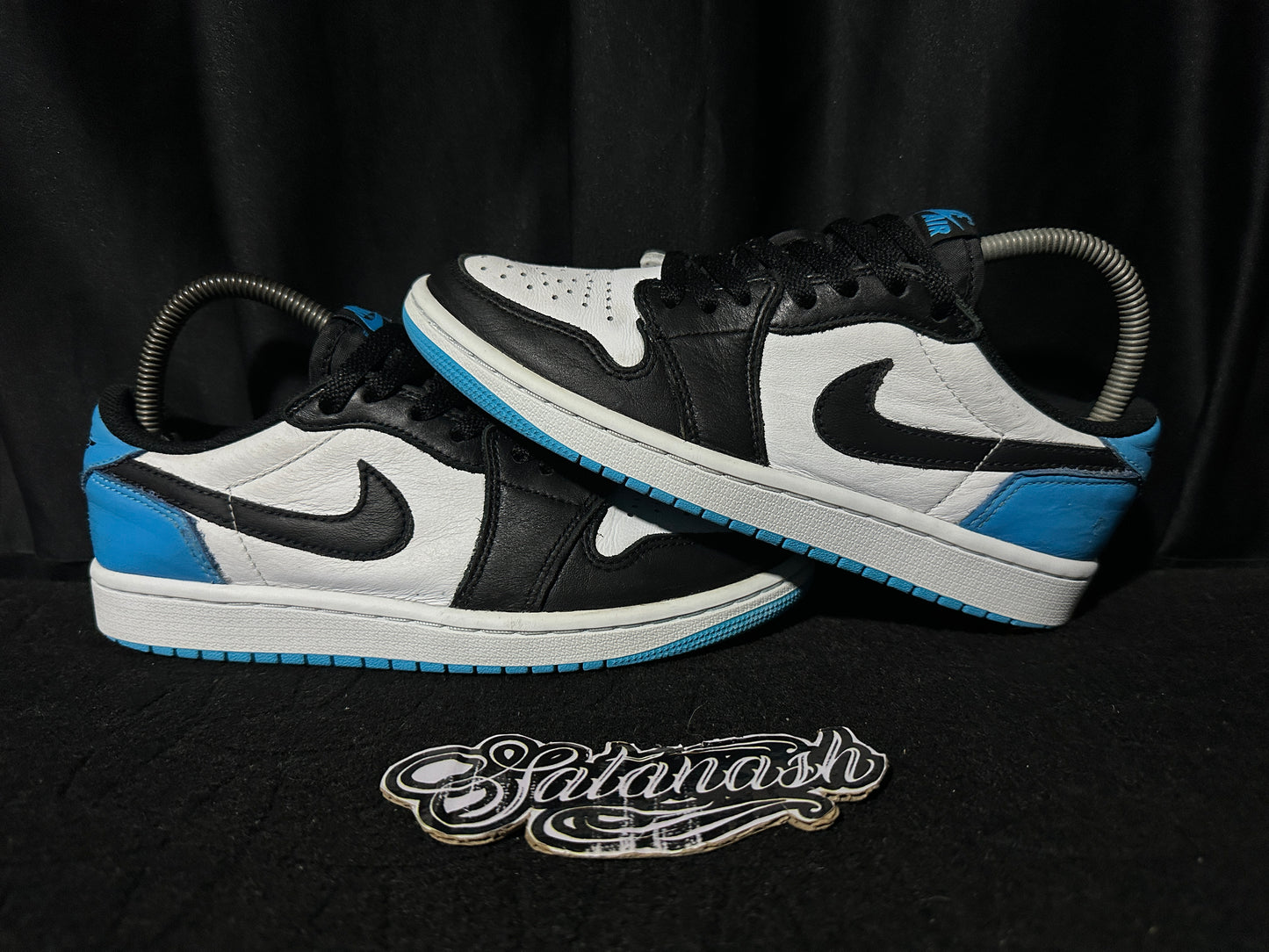 Nike Air "JORDAN 1" (RETRO) "OG" (BLACK DARK POWDER BLUE WHITE) Low