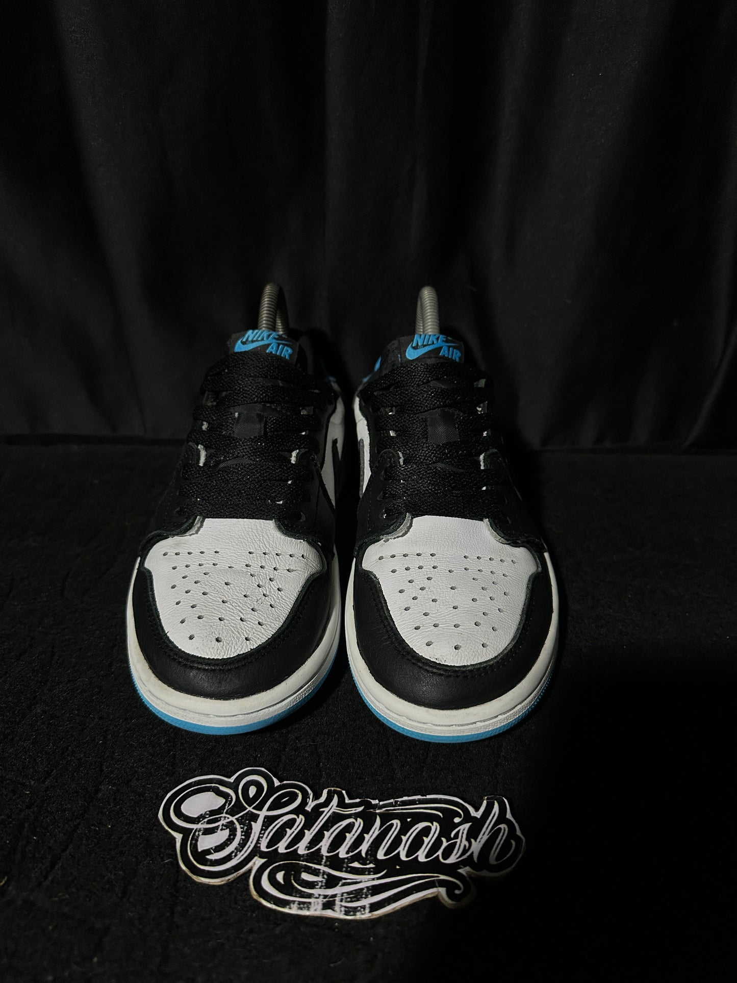 Nike Air "JORDAN 1" (RETRO) "OG" (BLACK DARK POWDER BLUE WHITE) Low