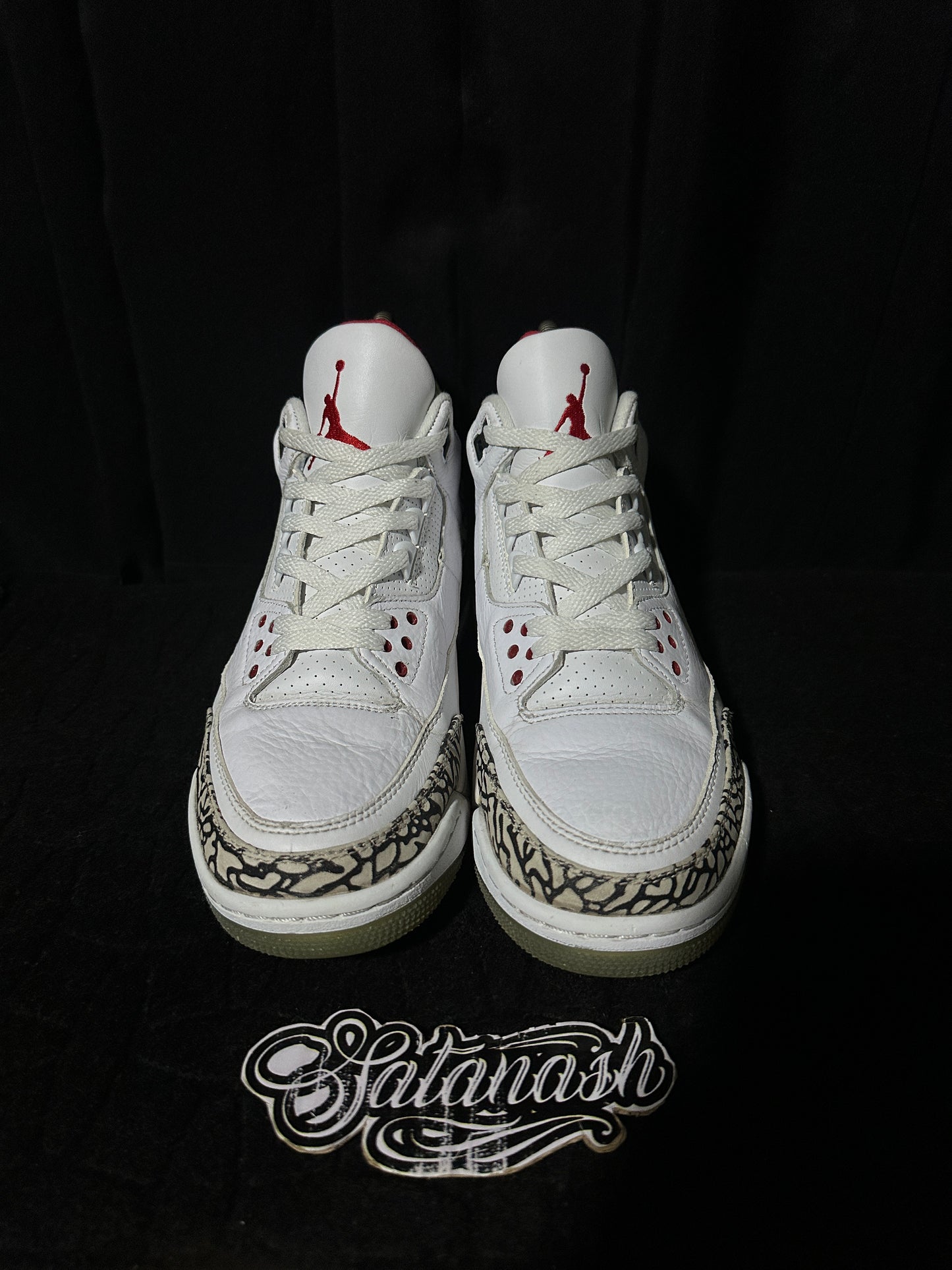Nike Air "JORDAN 3" (RETRO) "FREE THROW LINE" ( WHITE CEMENT GREY BLACKFIRE RED) 2017 Low