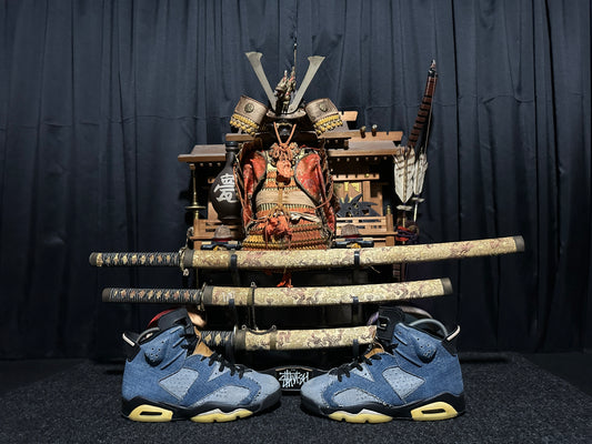 Nike Air "JORDAN 6" (RETRO) "WASHED DENIM" (BLUE SAIL VARSITY RED CORK BROWN BLACK) Mid Rare