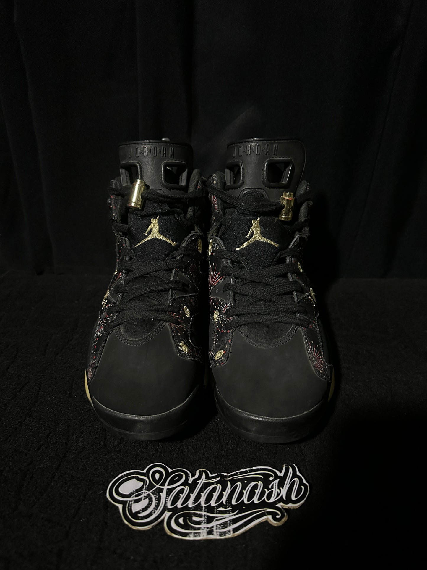 Nike Air "JORDAN 6" (RETRO) "CHINESE NEW YEAR" (BLACK METALLIC GOLD RED GREEN) 2018 Mid Rare