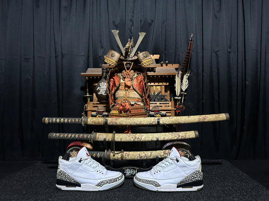 Nike Air "JORDAN 3" (RETRO) "FREE THROW LINE" ( WHITE CEMENT GREY BLACKFIRE RED) 2017 Low